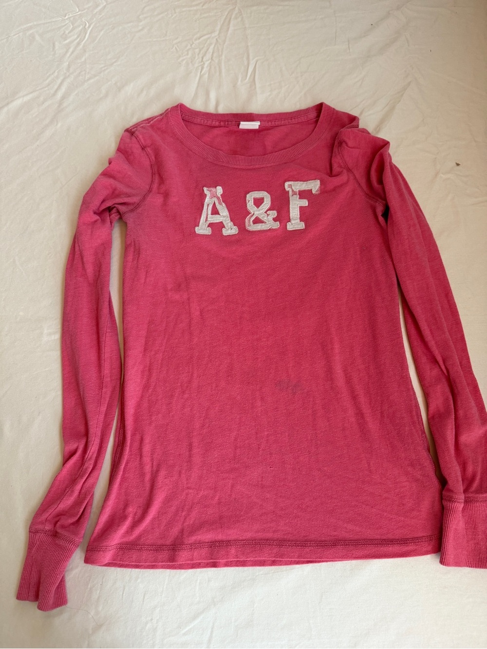 Abercrombie & Fitch Long Sleeve Hot Pink Logo Tee